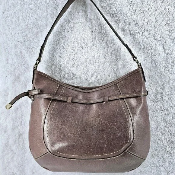 Liz Claiborne Vintage Taupe Faux Leather Hobo  Shoulder Bag - Picture 2 of 16